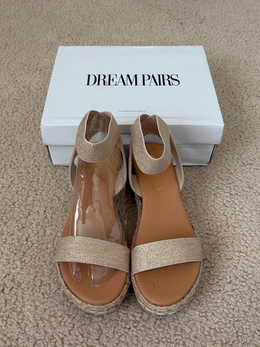 Dream Pairs Metallic Gold Espadrille Ankle-Strap Sandals
